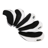 Maxbell 10Pcs Golf Irons Head Cover Set with Transparent View Windows Replacement white black