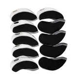 Maxbell 10Pcs Golf Irons Head Cover Set with Transparent View Windows Replacement white black