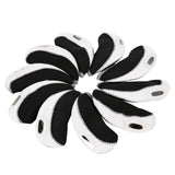 Maxbell 10Pcs Golf Irons Head Cover Set with Transparent View Windows Replacement white black