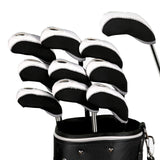 Maxbell 10Pcs Golf Irons Head Cover Set with Transparent View Windows Replacement white black