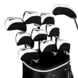 Maxbell 10Pcs Golf Irons Head Cover Set with Transparent View Windows Replacement white black