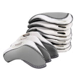 Maxbell 10Pcs Golf Irons Head Cover Set with Transparent View Windows Replacement gray white