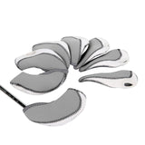 Maxbell 10Pcs Golf Irons Head Cover Set with Transparent View Windows Replacement gray white