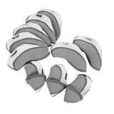 Maxbell 10Pcs Golf Irons Head Cover Set with Transparent View Windows Replacement gray white