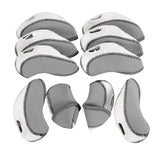 Maxbell 10Pcs Golf Irons Head Cover Set with Transparent View Windows Replacement gray white