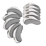 Maxbell 10Pcs Golf Irons Head Cover Set with Transparent View Windows Replacement gray white