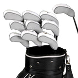 Maxbell 10Pcs Golf Irons Head Cover Set with Transparent View Windows Replacement gray white