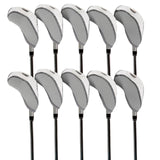 Maxbell 10Pcs Golf Irons Head Cover Set with Transparent View Windows Replacement gray white