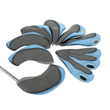 Maxbell 10Pcs Golf Irons Head Cover Set with Transparent View Windows Replacement gray blue