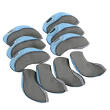 Maxbell 10Pcs Golf Irons Head Cover Set with Transparent View Windows Replacement gray blue