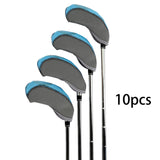 Maxbell 10Pcs Golf Irons Head Cover Set with Transparent View Windows Replacement gray blue