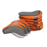 Maxbell 10Pcs Golf Irons Head Cover Set with Transparent View Windows Replacement orange gray