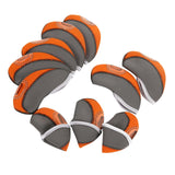 Maxbell 10Pcs Golf Irons Head Cover Set with Transparent View Windows Replacement orange gray