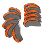 Maxbell 10Pcs Golf Irons Head Cover Set with Transparent View Windows Replacement orange gray