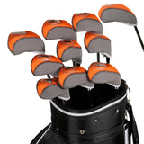 Maxbell 10Pcs Golf Irons Head Cover Set with Transparent View Windows Replacement orange gray