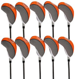 Maxbell 10Pcs Golf Irons Head Cover Set with Transparent View Windows Replacement orange gray