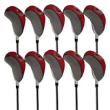 Maxbell 10Pcs Golf Irons Head Cover Set with Transparent View Windows Replacement Red