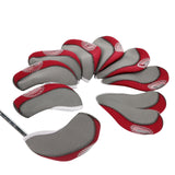 Maxbell 10Pcs Golf Irons Head Cover Set with Transparent View Windows Replacement Red