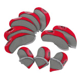 Maxbell 10Pcs Golf Irons Head Cover Set with Transparent View Windows Replacement gray red