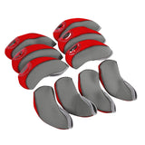 Maxbell 10Pcs Golf Irons Head Cover Set with Transparent View Windows Replacement gray red