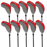 Maxbell 10Pcs Golf Irons Head Cover Set with Transparent View Windows Replacement gray red