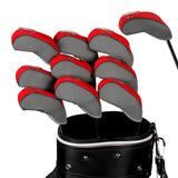 Maxbell 10Pcs Golf Irons Head Cover Set with Transparent View Windows Replacement gray red