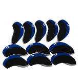 Maxbell 11Pcs Golf Iron Head Covers Neoprene Headcovers Protective Covers Blue Black