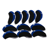 Maxbell 11Pcs Golf Iron Head Covers Neoprene Headcovers Protective Covers Blue Black