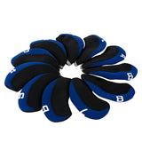 Maxbell 11Pcs Golf Iron Head Covers Neoprene Headcovers Protective Covers Blue Black