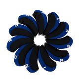 Maxbell 11Pcs Golf Iron Head Covers Neoprene Headcovers Protective Covers Blue Black