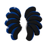 Maxbell 11Pcs Golf Iron Head Covers Neoprene Headcovers Protective Covers Blue Black