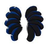 Maxbell 11Pcs Golf Iron Head Covers Neoprene Headcovers Protective Covers Blue Black