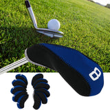 Maxbell 11Pcs Golf Iron Head Covers Neoprene Headcovers Protective Covers Blue Black