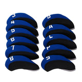 Maxbell 11Pcs Golf Iron Head Covers Neoprene Headcovers Protective Covers Blue Black