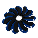 Maxbell 11Pcs Golf Iron Head Covers Neoprene Headcovers Protective Covers Blue Black