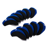 Maxbell 11Pcs Golf Iron Head Covers Neoprene Headcovers Protective Covers Blue Black