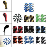 Maxbell 10Pcs Golf Iron Headcover Set Golf Club Head Cover Putter for Outdoor Sports Black and Blue Side