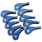 Maxbell 10Pcs Golf Iron Headcover Set Golf Club Head Cover Putter for Outdoor Sports Black and Blue Side