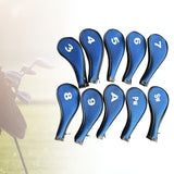 Maxbell 10Pcs Golf Iron Headcover Set Golf Club Head Cover Putter for Outdoor Sports Black and Blue Side