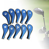 Maxbell 10Pcs Golf Iron Headcover Set Golf Club Head Cover Putter for Outdoor Sports Black and Blue Side