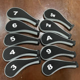 Maxbell 10Pcs Golf Iron Headcover Set Golf Club Head Cover Putter for Outdoor Sports Grey and Black