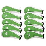 Maxbell 10Pcs Golf Iron Headcover Set Golf Club Head Cover Putter for Outdoor Sports Green and White
