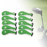 Maxbell 10Pcs Golf Iron Headcover Set Golf Club Head Cover Putter for Outdoor Sports Green and White