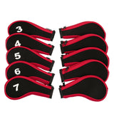 Maxbell 10Pcs Golf Iron Headcover Set Golf Club Head Cover Putter for Outdoor Sports Red and Black