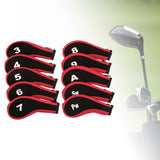 Maxbell 10Pcs Golf Iron Headcover Set Golf Club Head Cover Putter for Outdoor Sports Red and Black