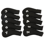 Maxbell 10Pcs Golf Iron Headcover Set Golf Club Head Cover Putter for Outdoor Sports Black