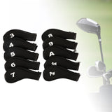 Maxbell 10Pcs Golf Iron Headcover Set Golf Club Head Cover Putter for Outdoor Sports Black