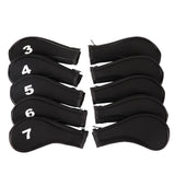 Maxbell 10Pcs Golf Iron Headcover Set Golf Club Head Cover Putter for Outdoor Sports Black