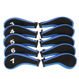 Maxbell 10Pcs Golf Iron Headcover Set Golf Club Head Cover Putter for Outdoor Sports Blue and Black Edge