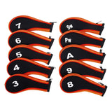 Maxbell 10Pcs Golf Iron Headcover Set Golf Club Head Cover Putter for Outdoor Sports Orange and Black